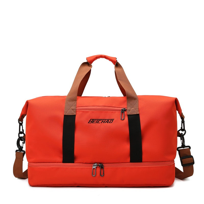 Orange Multi-functional Fashion Fitness Travel Duffle Bag.