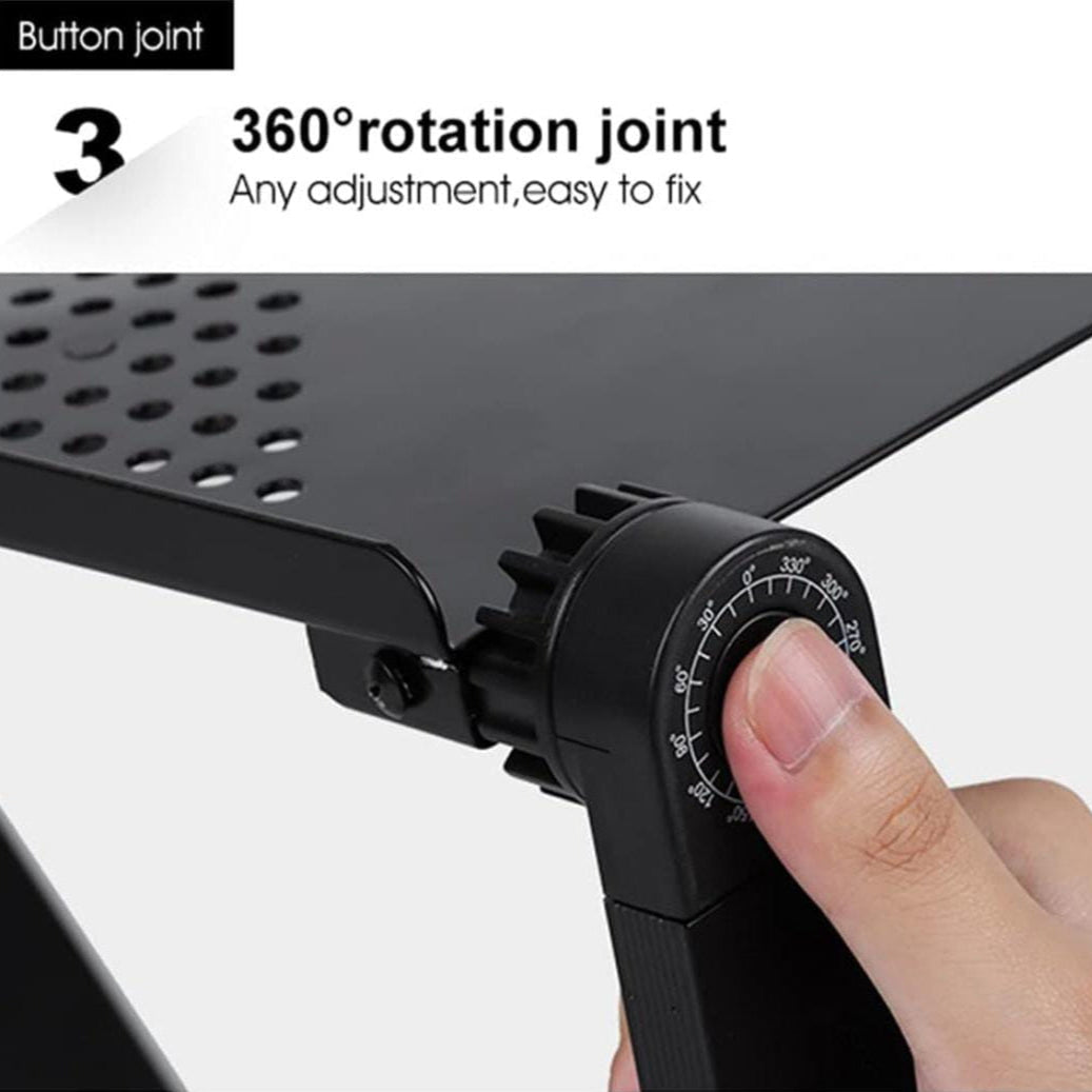 A Person is Adjusting the Button Of Multi-functional Laptop Holder Stand.