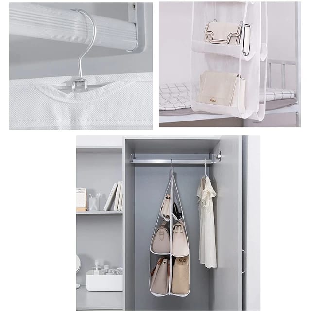 Multi-layer Handbag Hanging Organizer hanging in multiple places