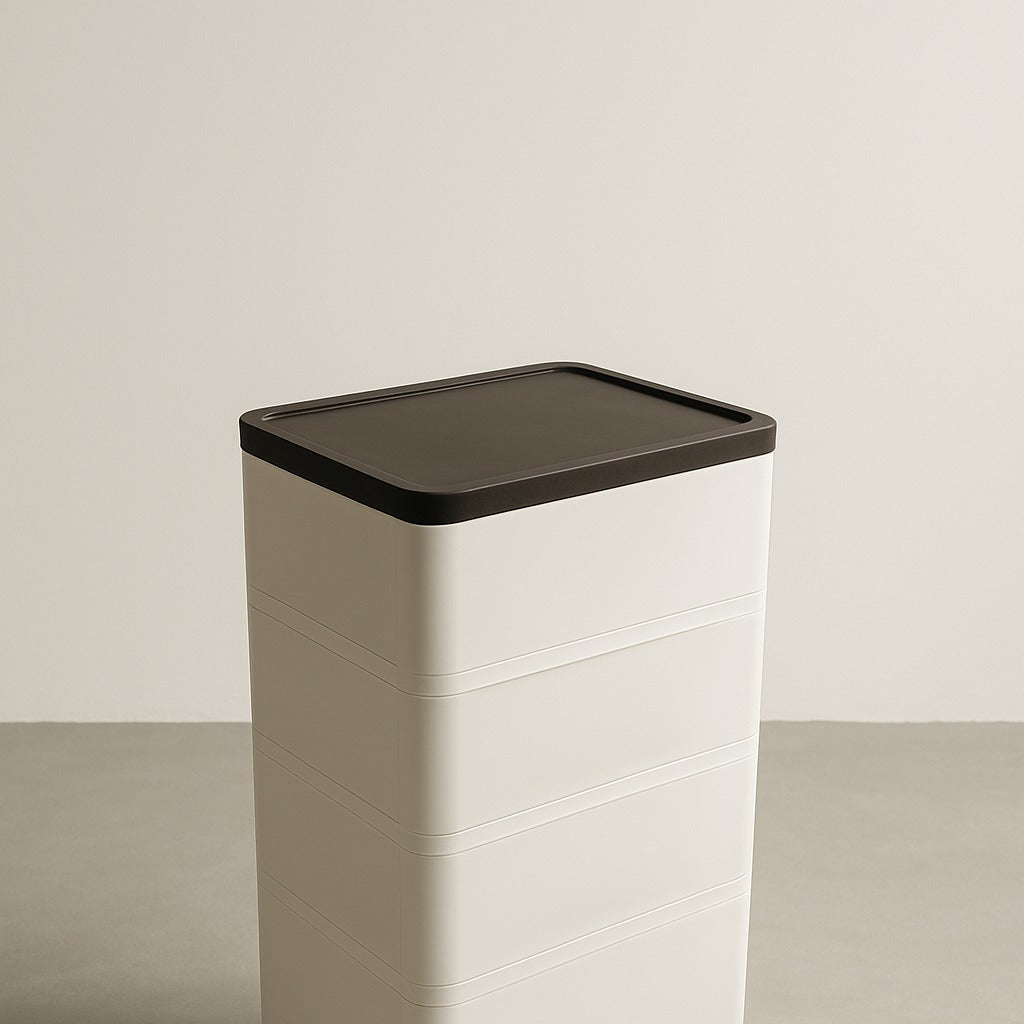 Backside Of Multi-layer Plastic Storage Drawer Cabinet.