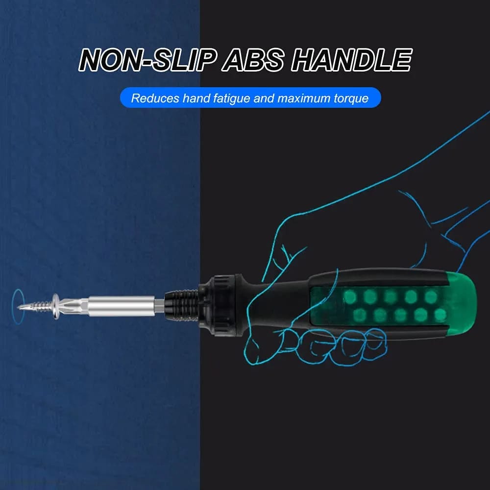 10-in-1 Ratchet Screwdriver Set with non slip abs handle