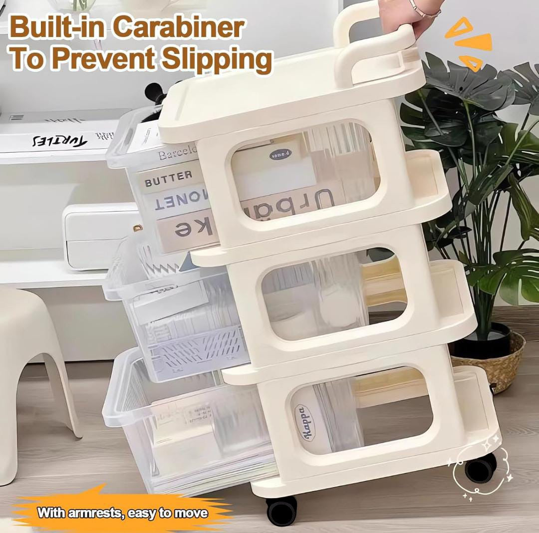 A Person is Holding Multifunctional Storage Trolley Rack.