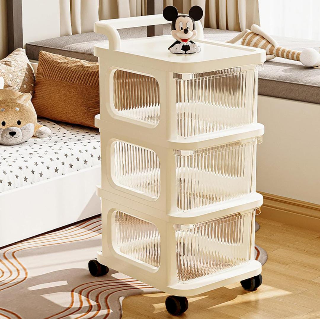 Multifunctional Storage Trolley Rack Placed at Living Area.