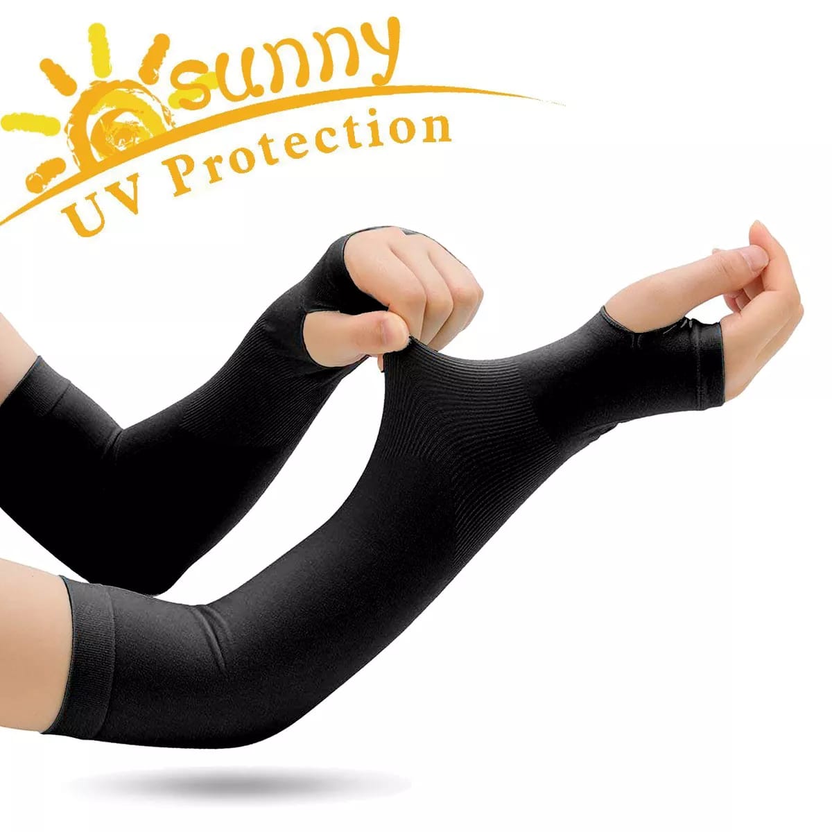 A Women is Wearing Unisex Arm Skin Protector.