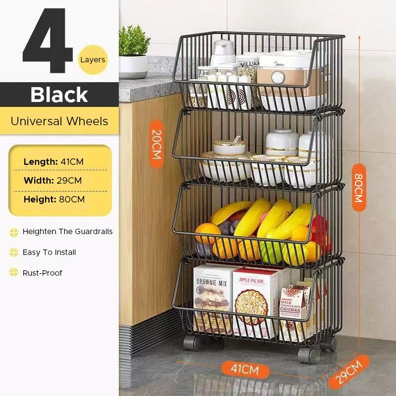 Size Of 4 Layer Black Multipurpose Storage Organizer Cart.