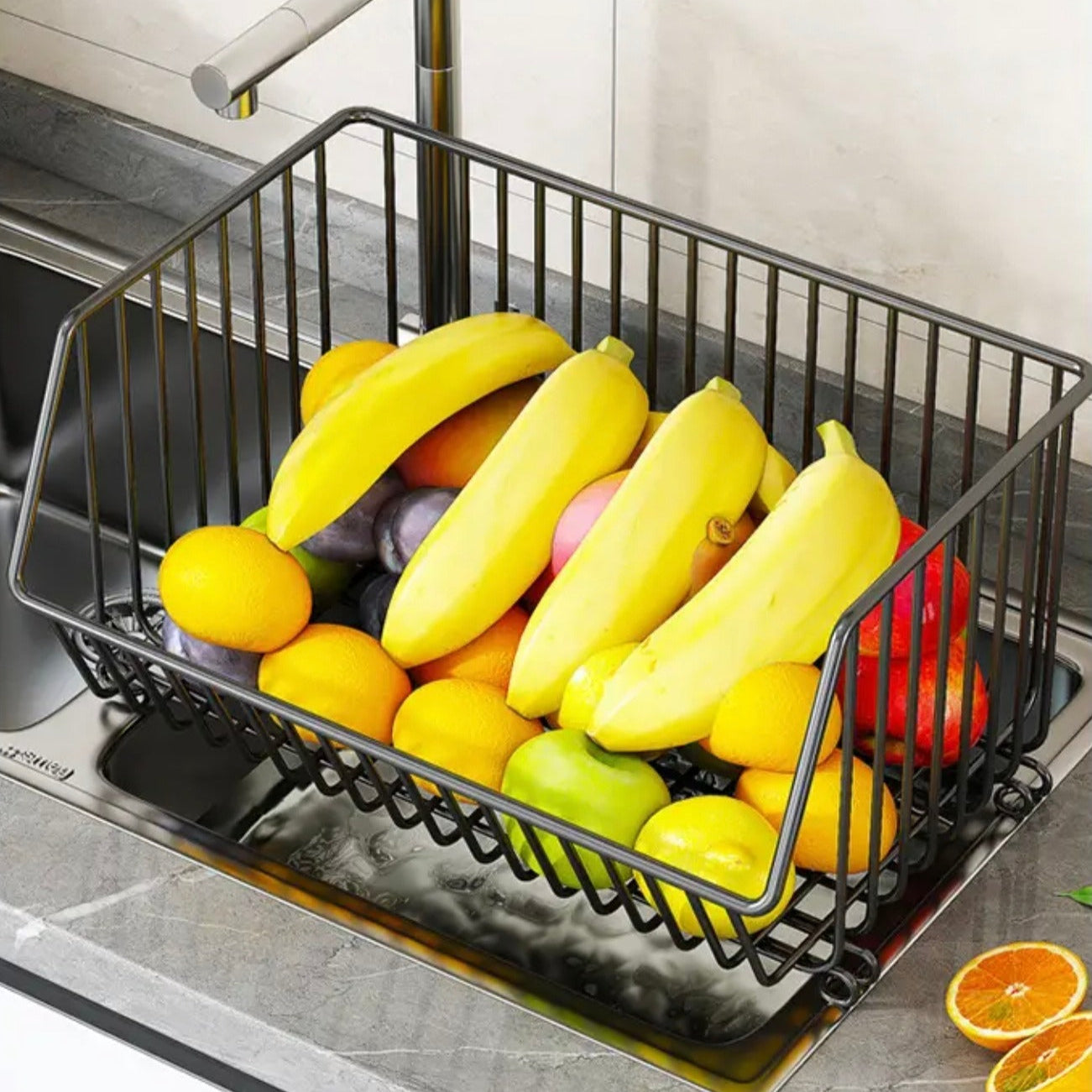 One Cart Of Multipurpose Storage Organizer Cart is Filled with Fruits.