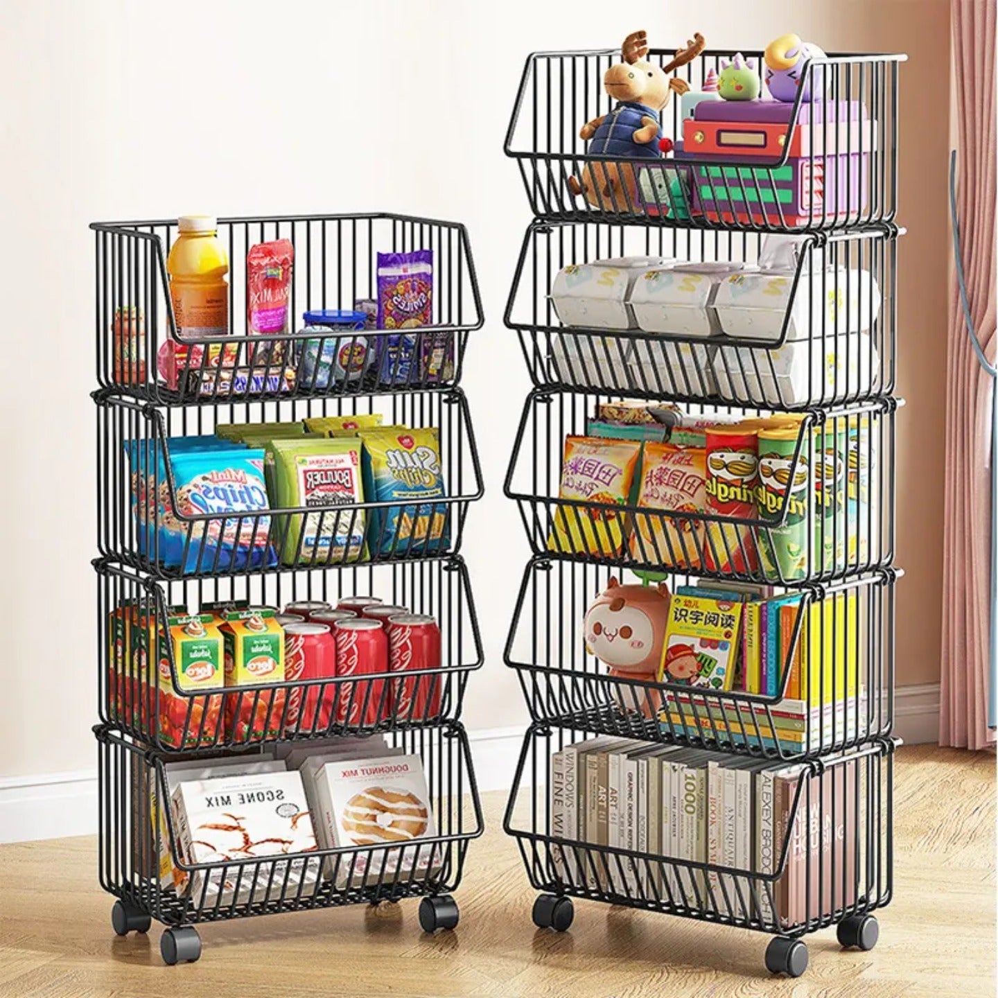 Multipurpose Storage Organizer Cart is Organized with Snacks.