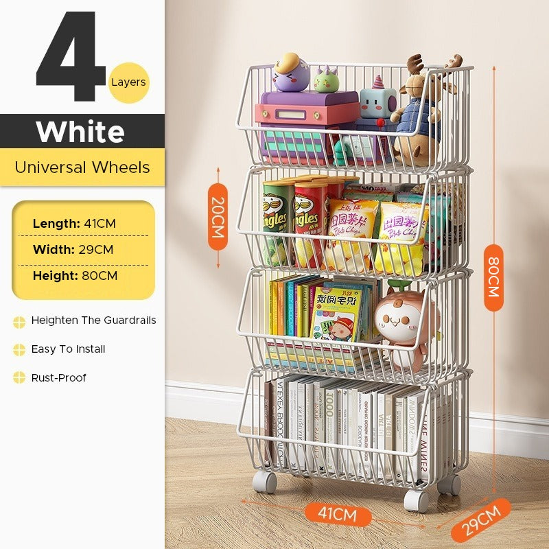 Size Of 4 Layer Multipurpose Storage Organizer Cart in White Color.