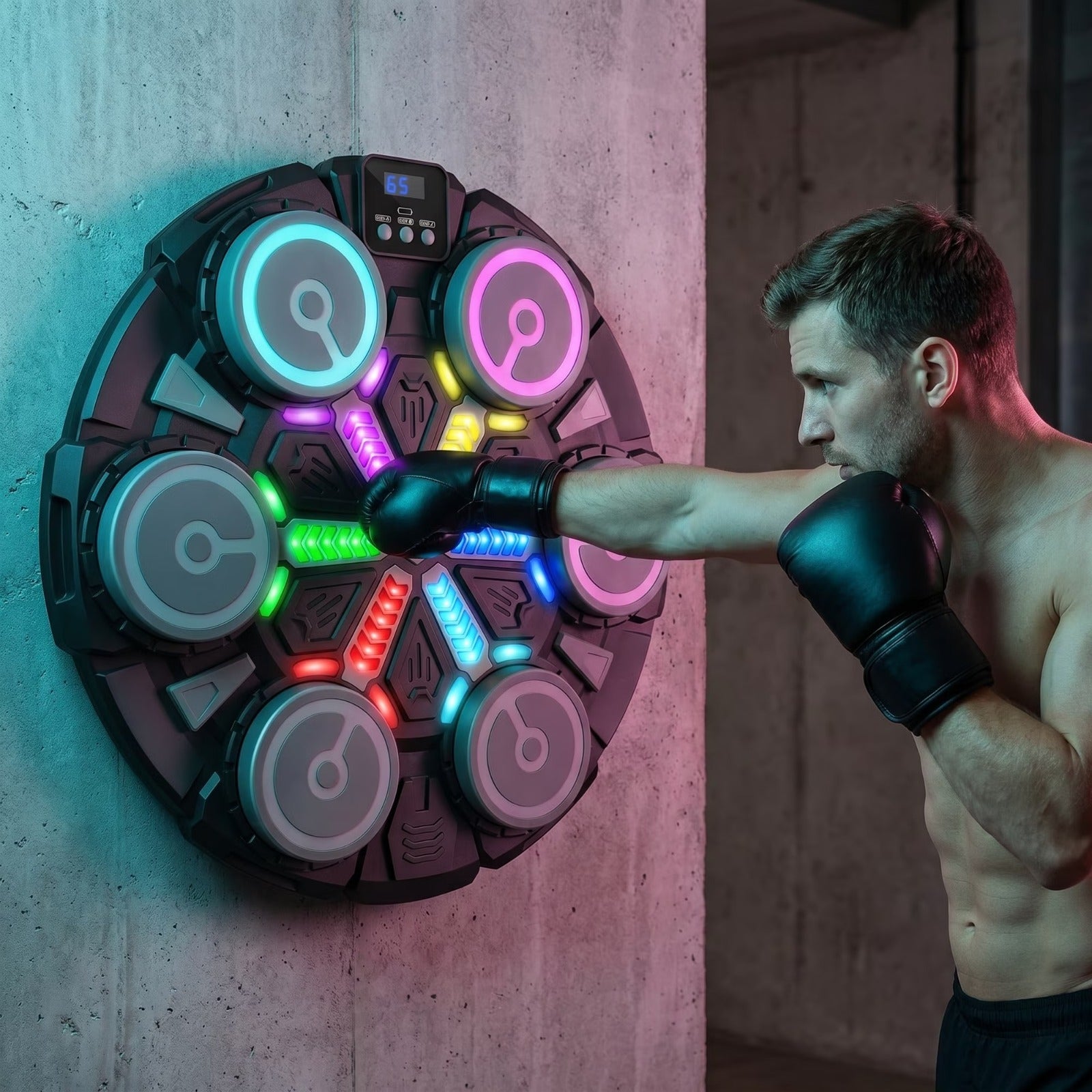 Bluetooth Boxing Trainer Machine With Lights Led Boxing Light Music Boxing Machine With LED Lights, Bluetooth Music  Training Modes