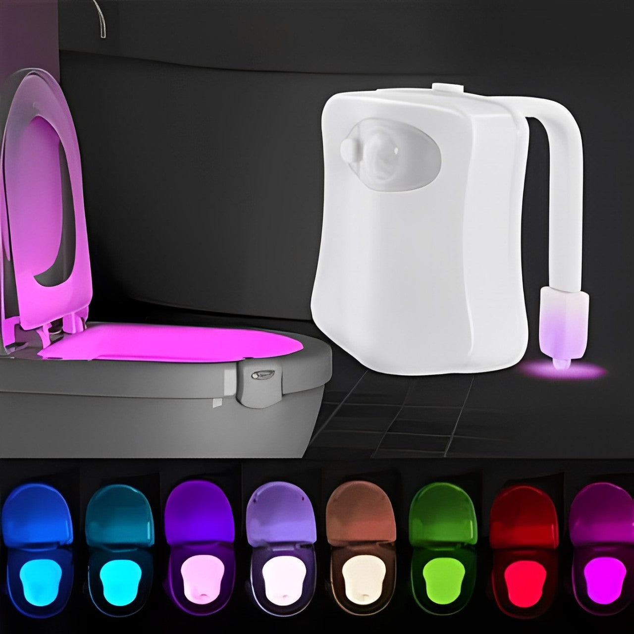 Motion Activated LED Toilet Night Light with 16 Colors.