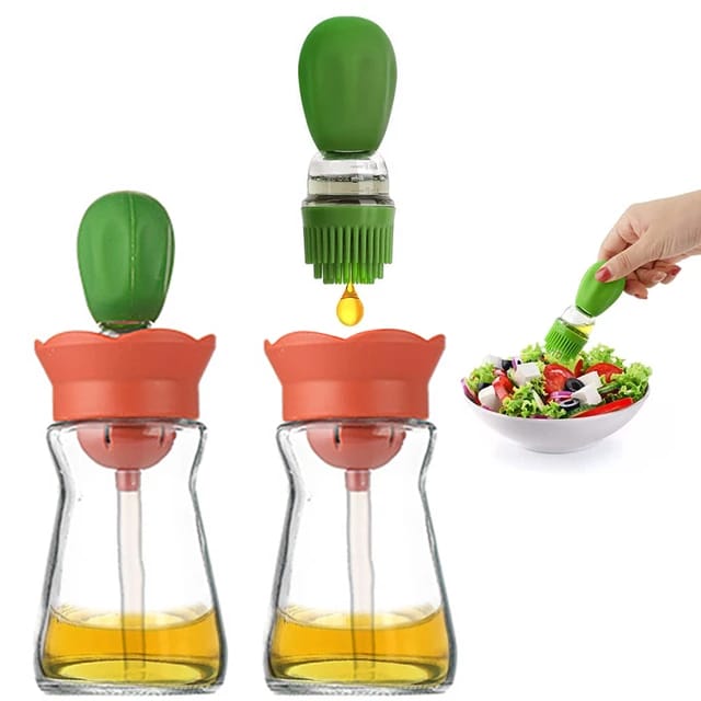 Oil Dispenser Spray Bottle with Silicone Brush