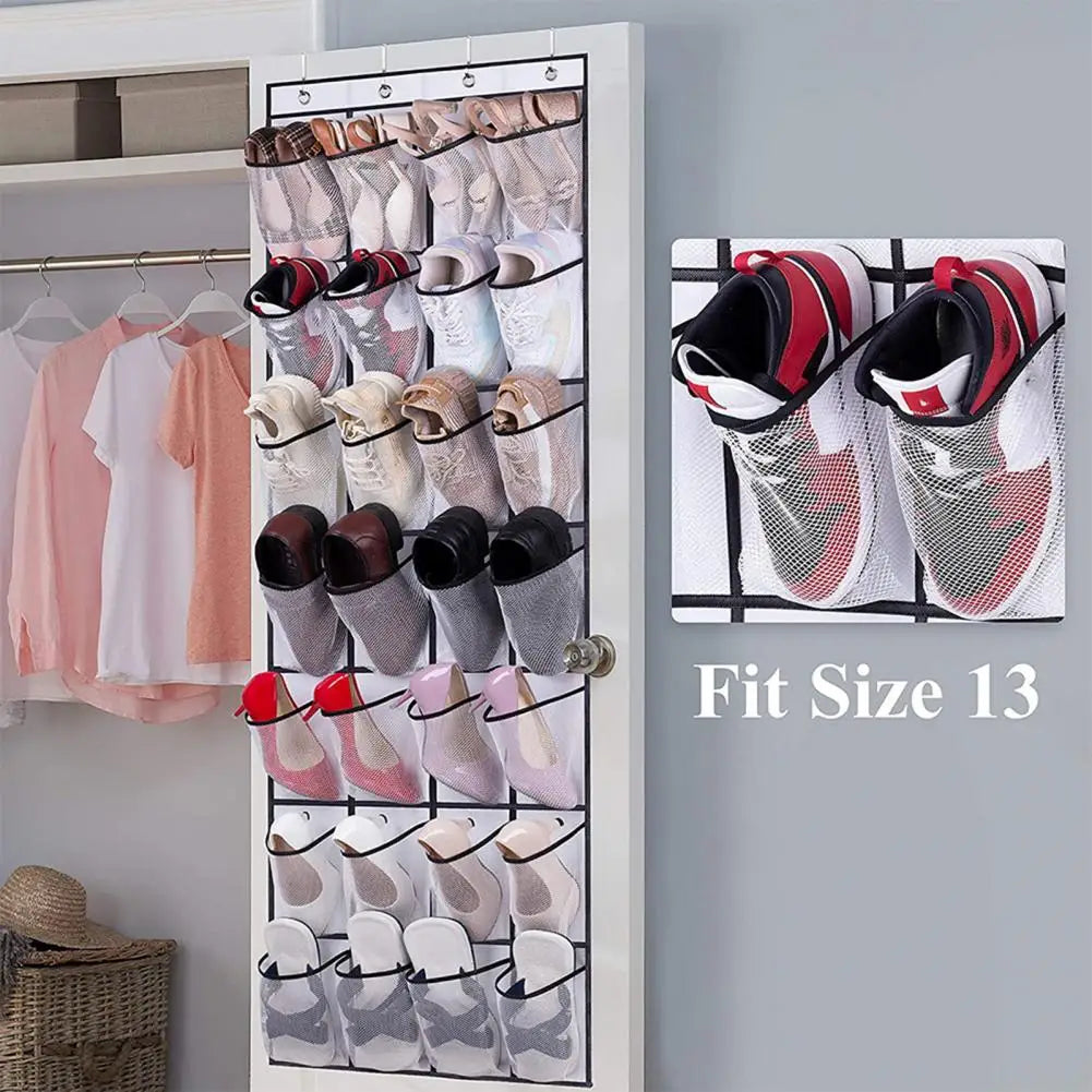 Over-the-Door Shoe Holder Rack with some shoes in it
