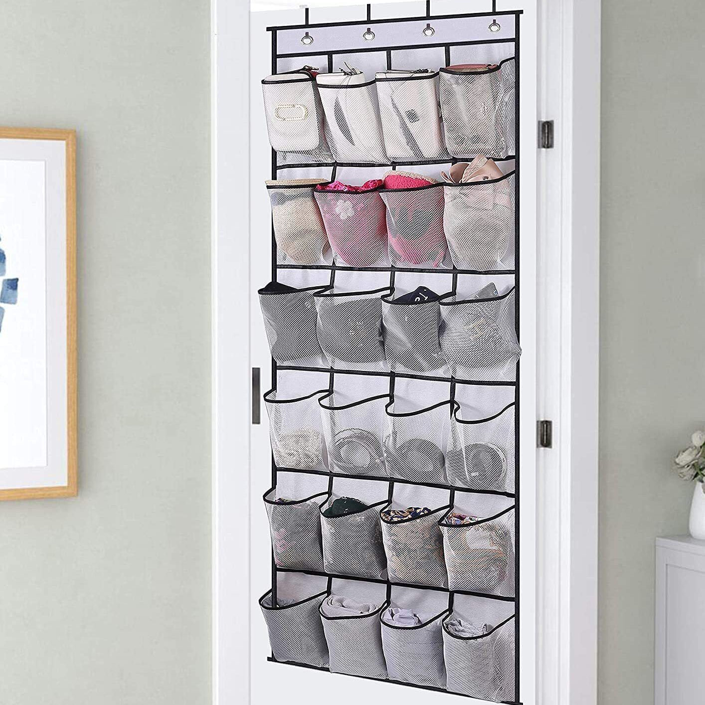Over-the-Door Shoe Holder Rack with some shoes in it
