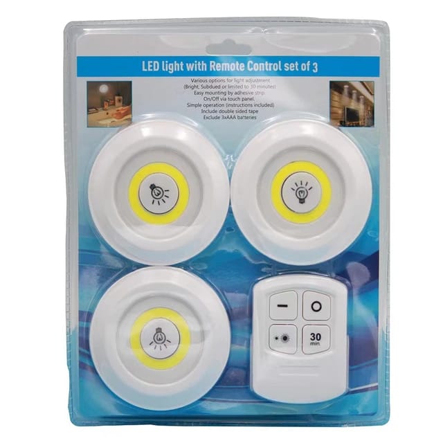 Package Of 3 Pcs Dimmable LED Under Cabinet Light with Remote Control.