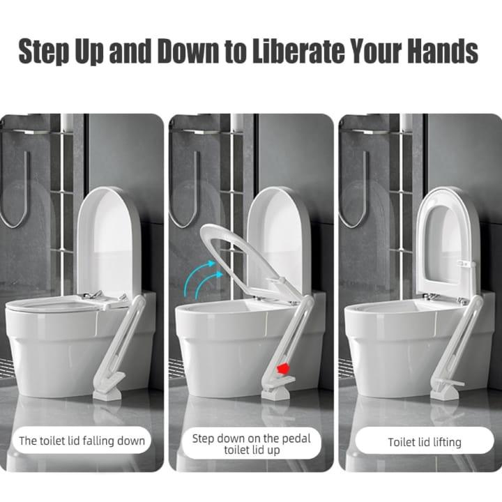 Pedal Type Toilet Lid Lifter is Attached On the Toilet.