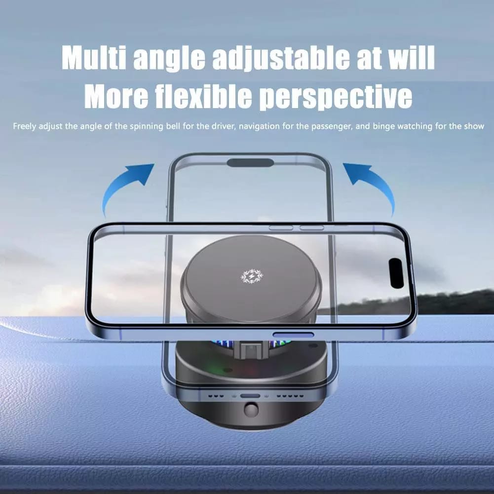 A Vacuum Suction Phone Holder Holding Phone.