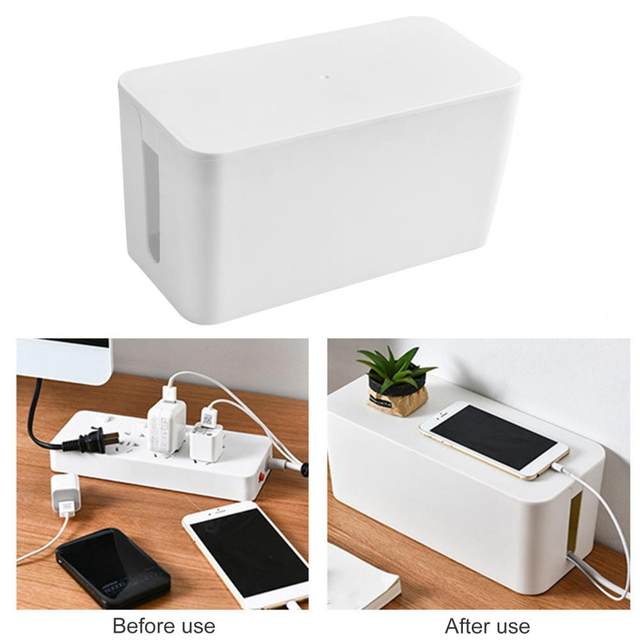 A Phone is Charging By Placing Charger on Extension Socket Storage Box.