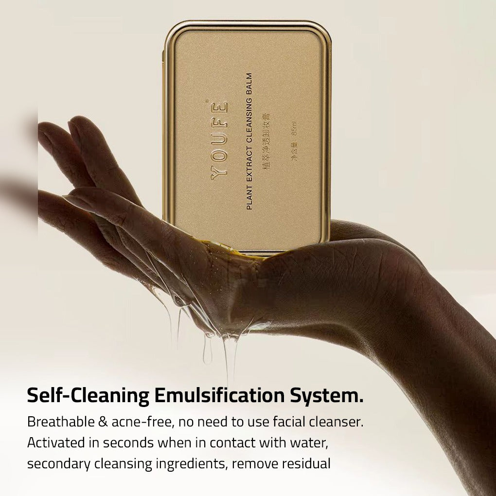 Someone is Holding Plant Extract Cleansing Balm.