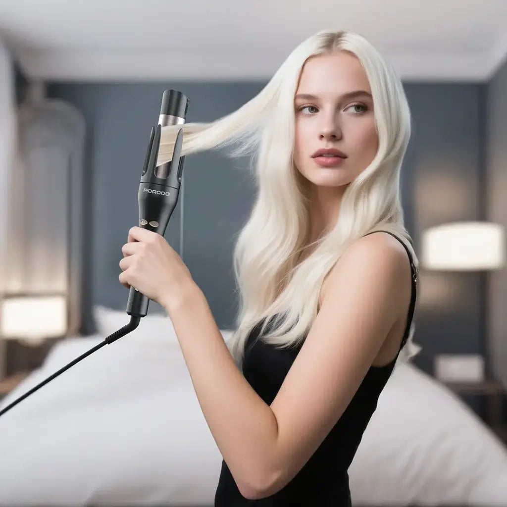 Porodo Lifestyle Automatic 2-In-1 Hair Styler, Fast Heating Hair Curler & Straightener