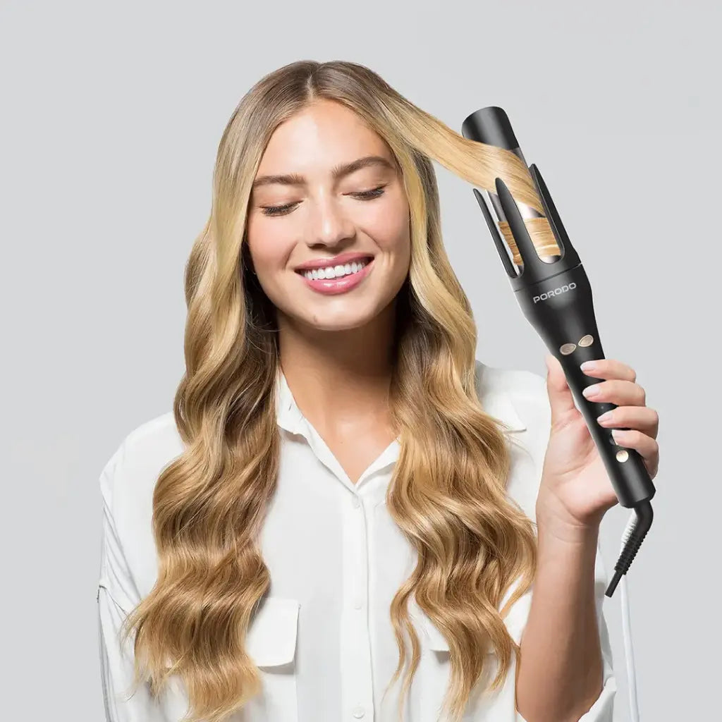 Porodo Lifestyle Automatic 2-In-1 Hair Styler, Fast Heating Hair Curler & Straightener