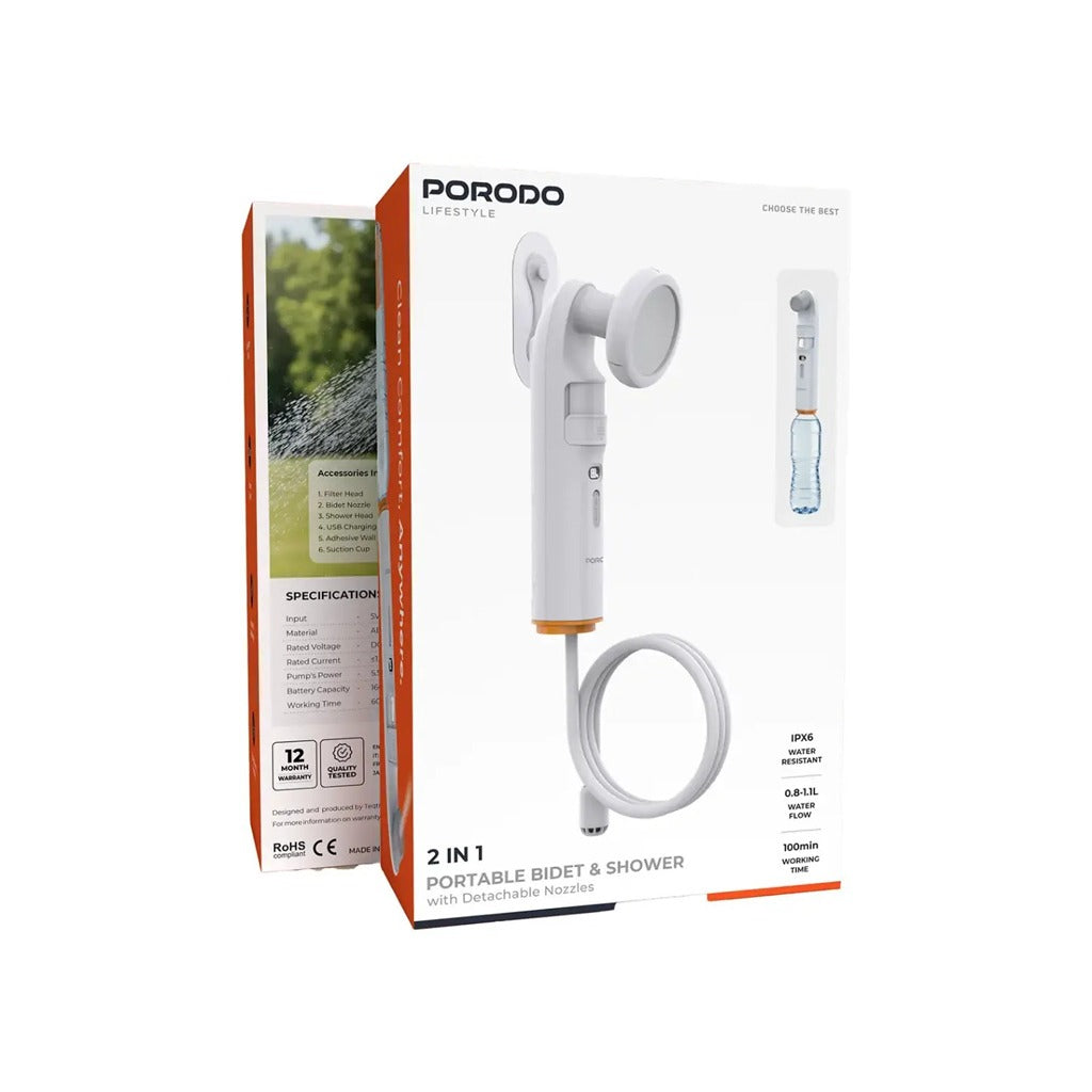 Pack of Porodo Lifestyle 2-in-1 Portable Bidet & Shower.