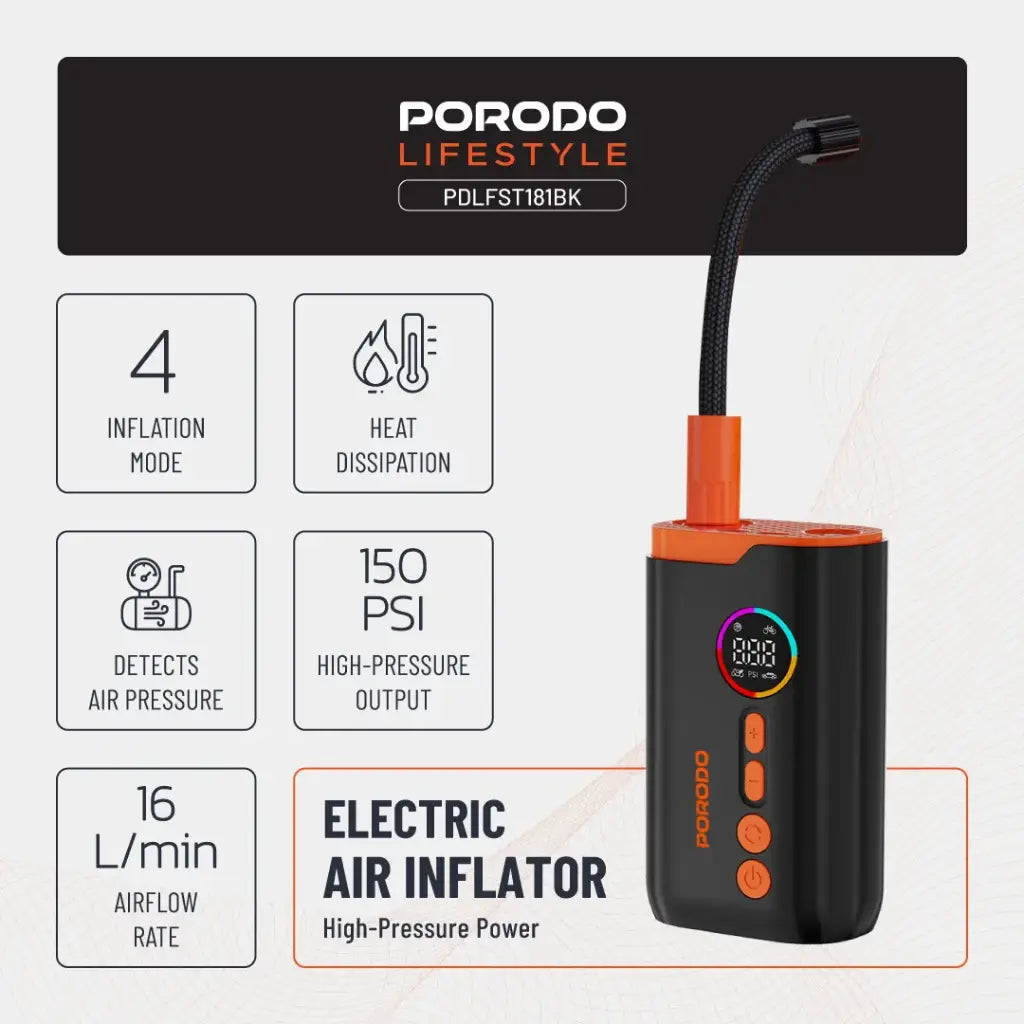 A Porodo Lifestyle Electric Air Inflator.
