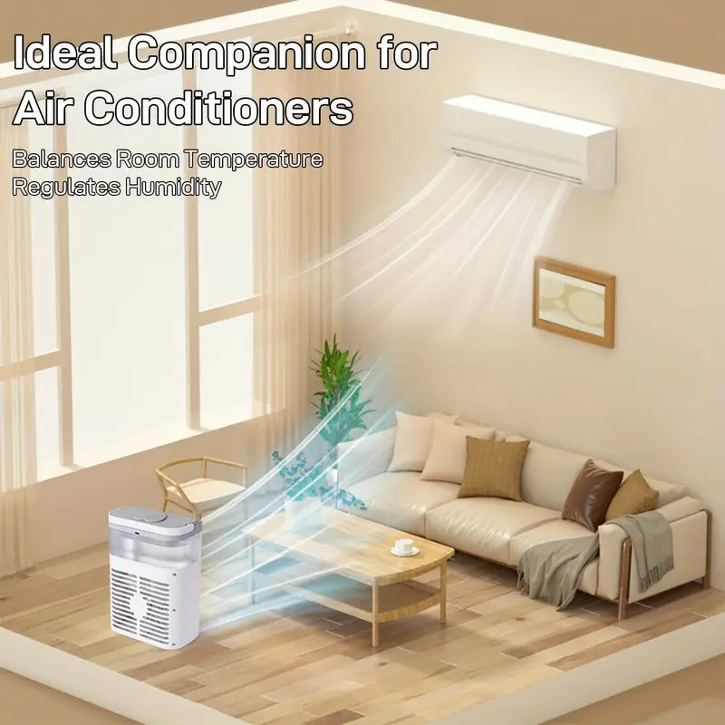 A Portable Air Cooler Fan is Kept in a Living Room.