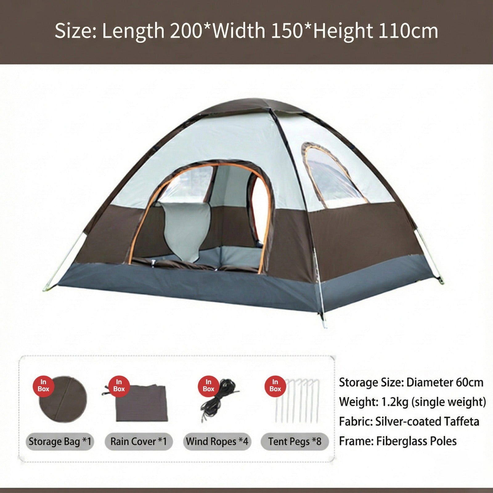 Size Details of Portable Camping Tent.