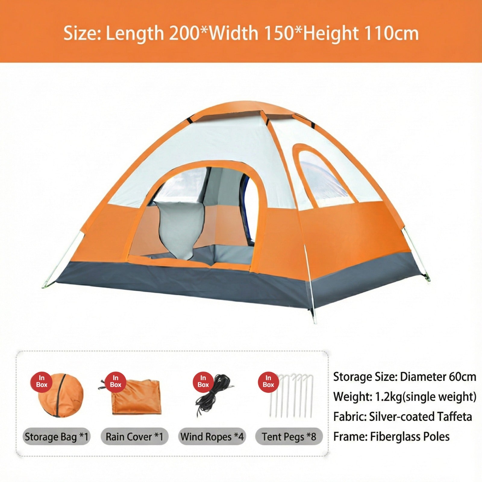 Size Details of Portable Camping Tent.