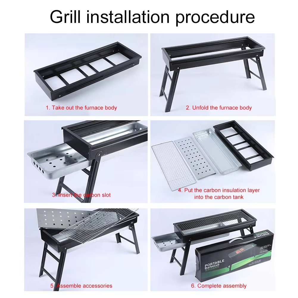 Installation Of Portable Charcoal Barbecue Grill.