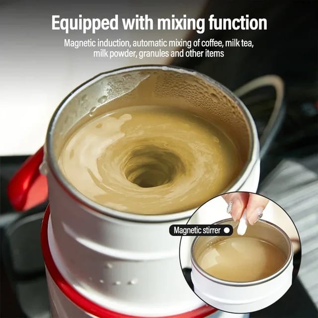 Portable Coffee and Tea Car Heating Bottle Cup equipped with mixing functions