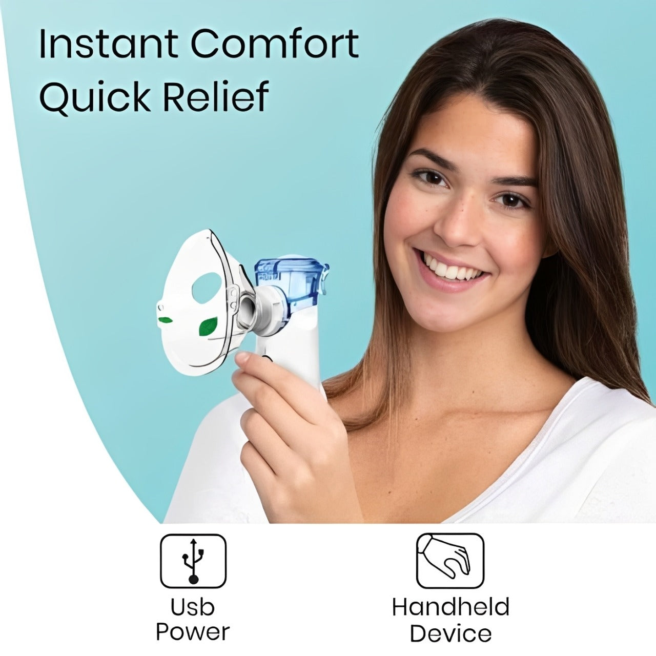A Woman is Holding Portable Mesh Nebulizer.