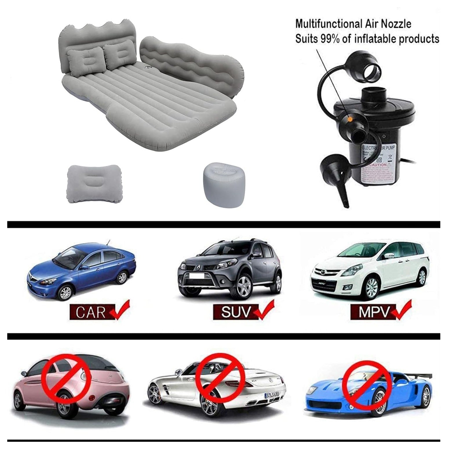In which car can we use this Portable Travel Inflatable Car Bed