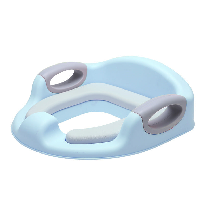 Potty Training Toilet Seat with Soft Cushion Handles in blue color
