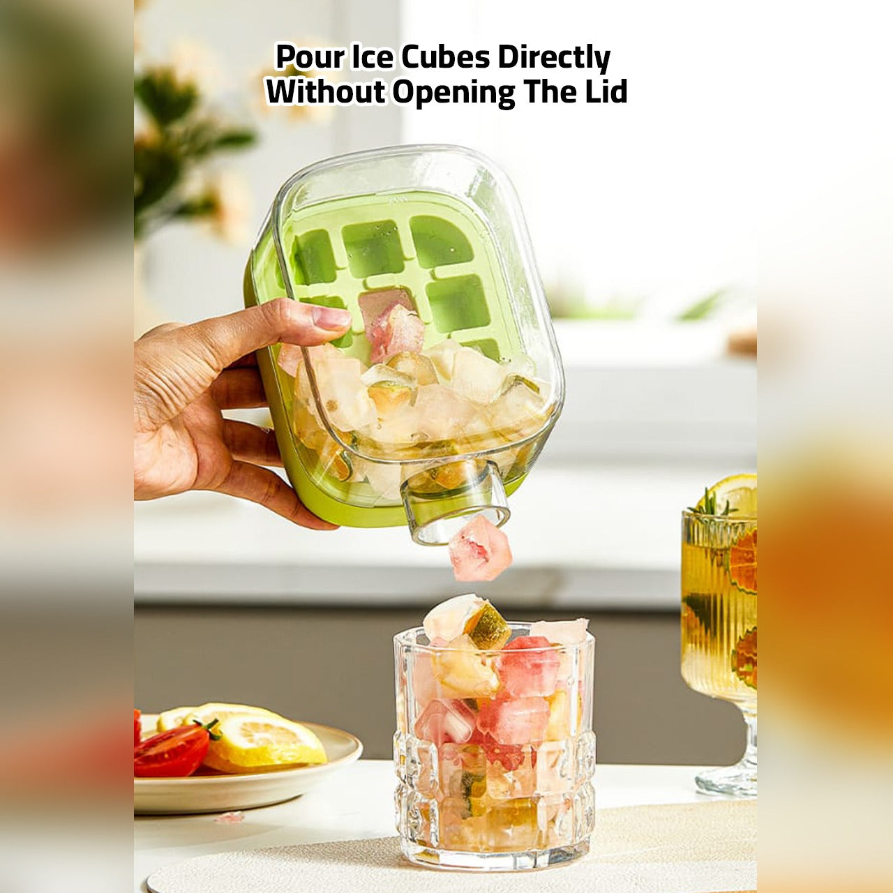 A Person is Taking Ice Cubes From 2 in 1 Ice Cube Maker Water Bottle.