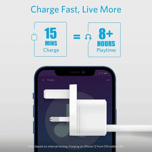 Anker PowerPort III 20W Cube USB-C Port High-Speed Mini Charger placed on the mobile
