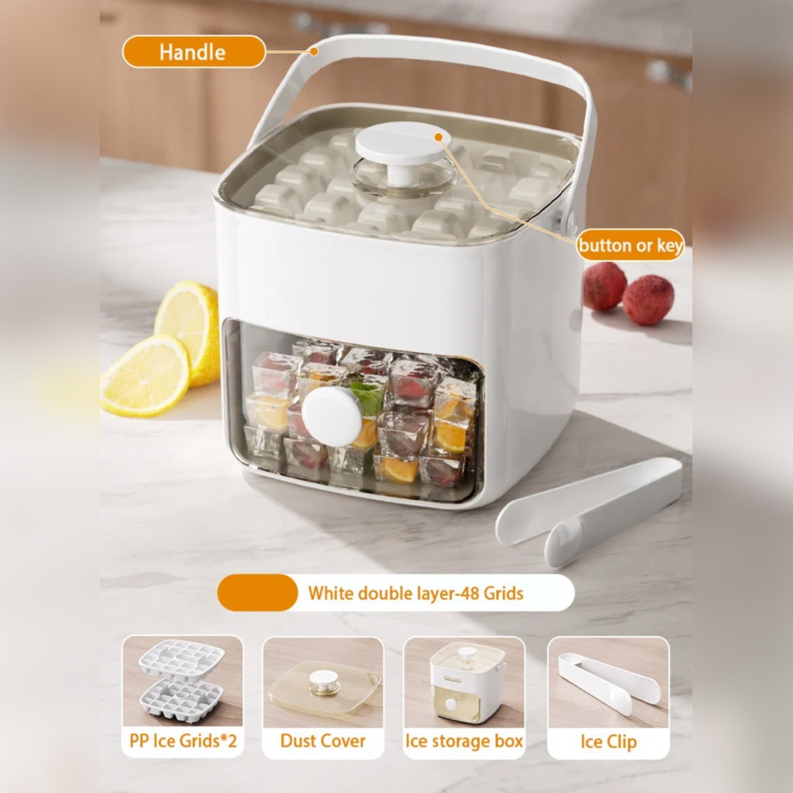 Parts Details of Press-Type Ice Cube Maker.