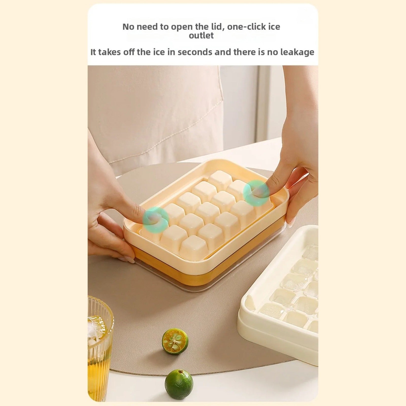 A Person is Pressing Press Type Ice Cube Making Tray Mold to Release Ice.