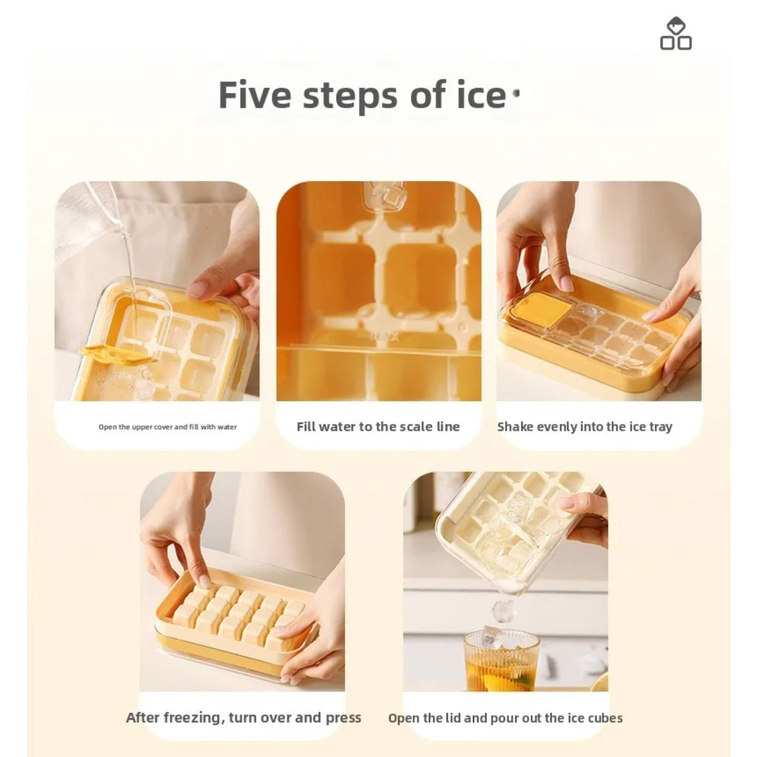 A Person is Demonstrating Steps in Making Ice Using Press Type Ice Cube Making Tray Mold.