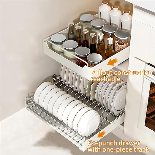 Pull Out Dish Drawer Cabinet Pull-out Storage Rack For Kitchen