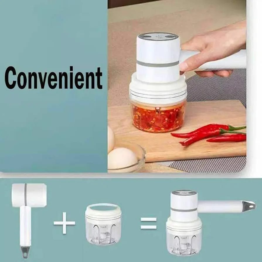 A Person is Chopping Chillies Using USB Rechargeable Hand Mixer.