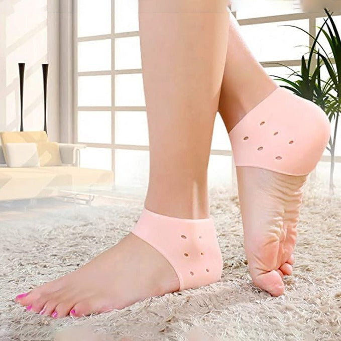 A Person is Wearing Heel Anti-Crack Set.