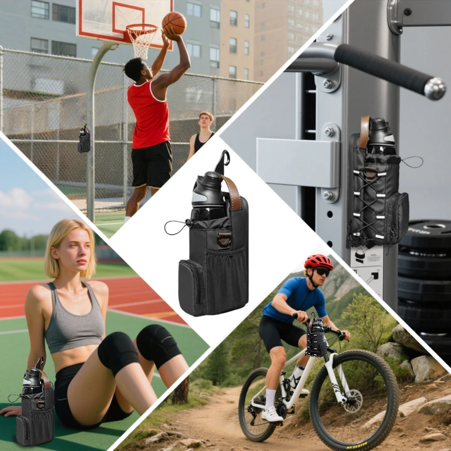 Multi-Scenario Use Of Magnetic Gym Bag Bottle Holder.