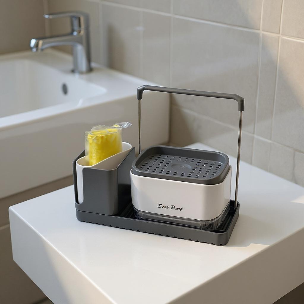 3-in-1 Soap Dispenser with Sponge Holder.