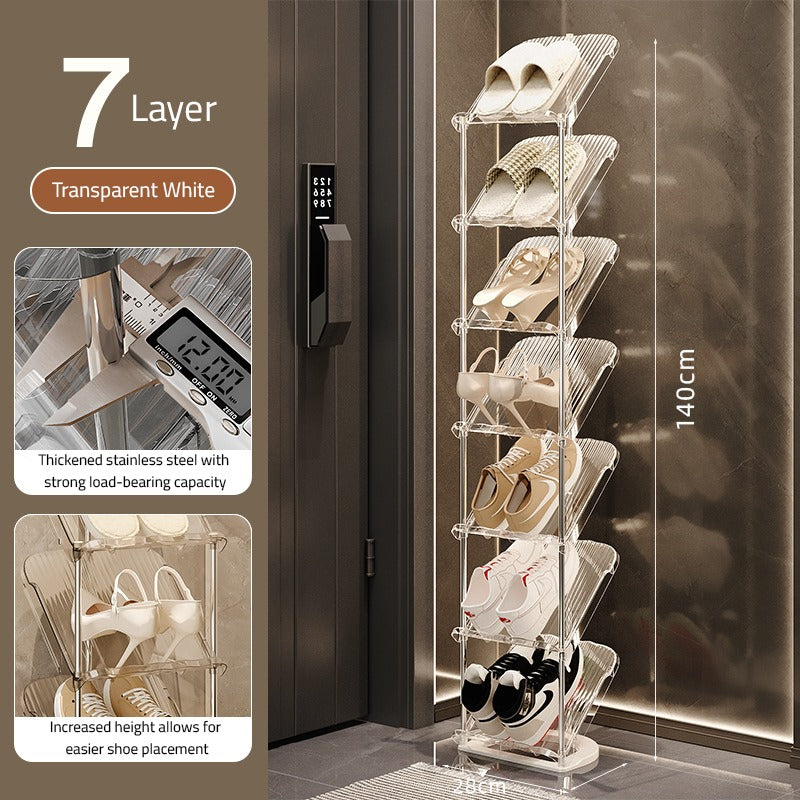 Shoes are Organized in a Vertical Shoe Rack Organizer Stand.