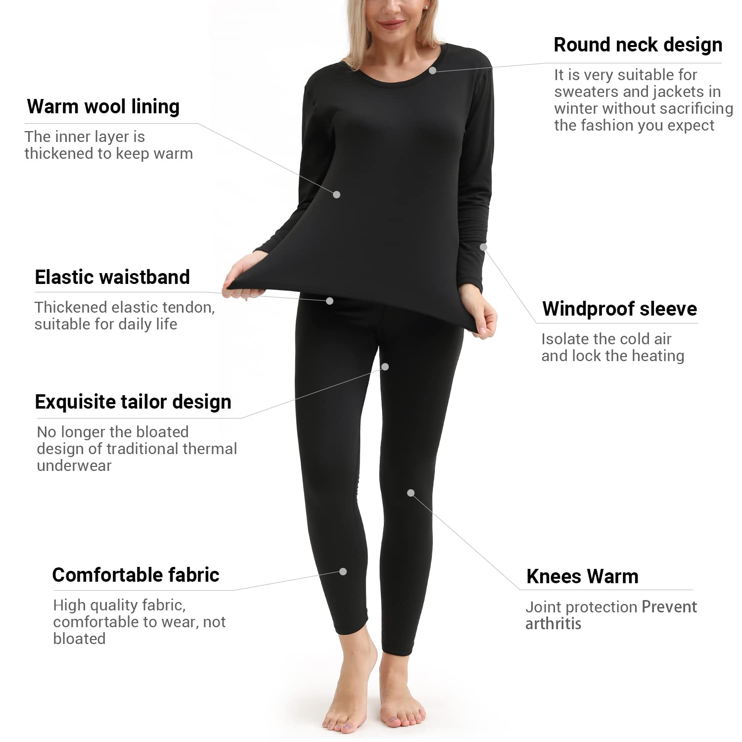 A Woman is wearing Women's Thermal Underwear Set.