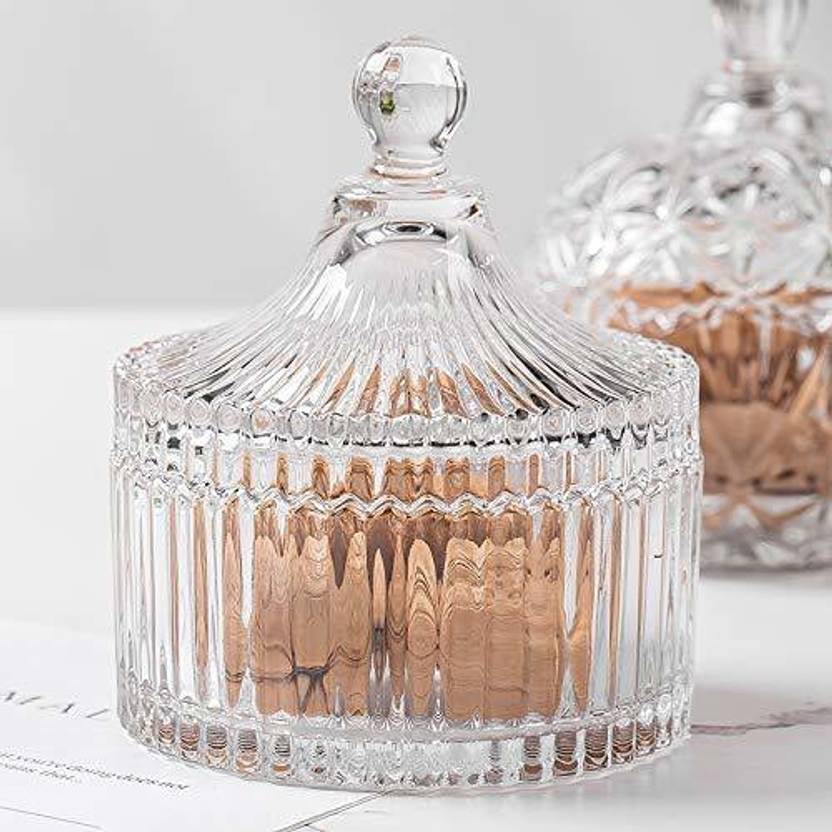 Crystal Glass Jar Bowl with Lid