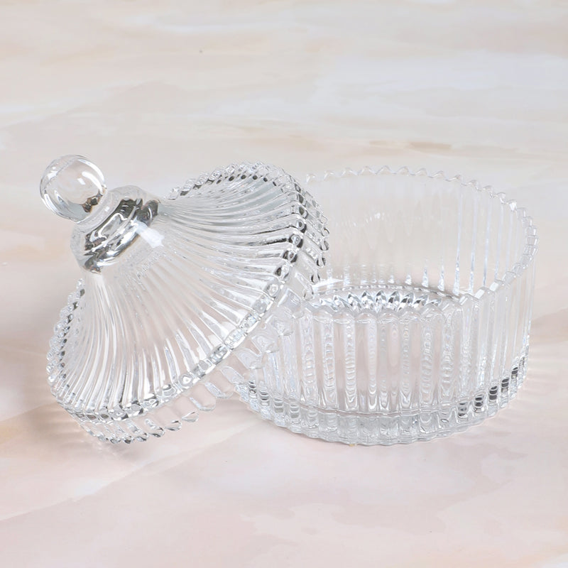 Crystal Glass Jar Bowl with Lid.