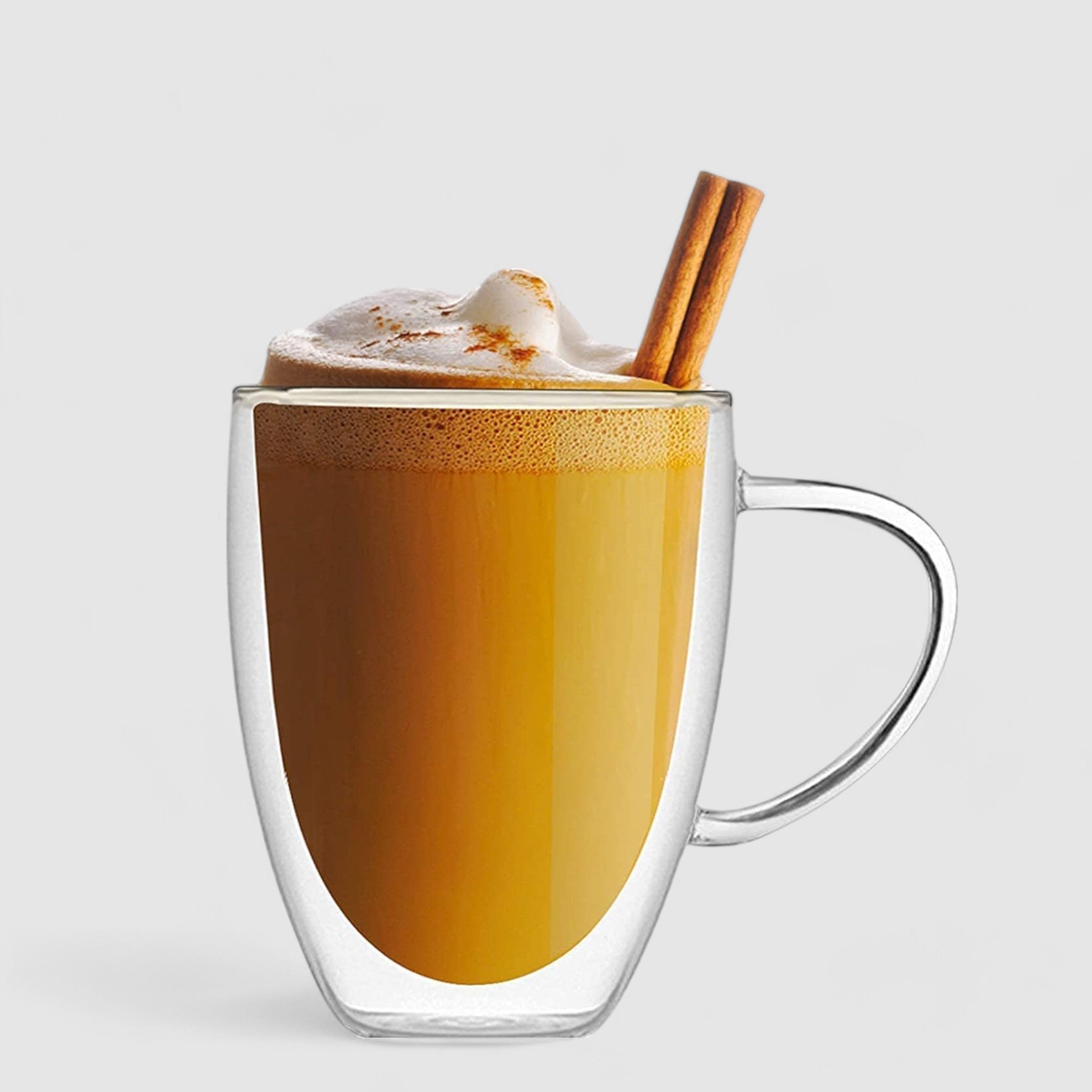 A Double Wall Glass Coffee Mug Filled with Coffee.