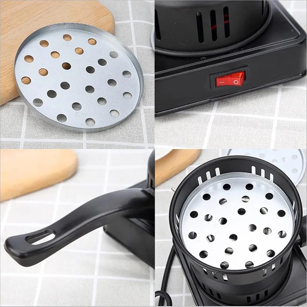 Different parts of electric charcoal burner